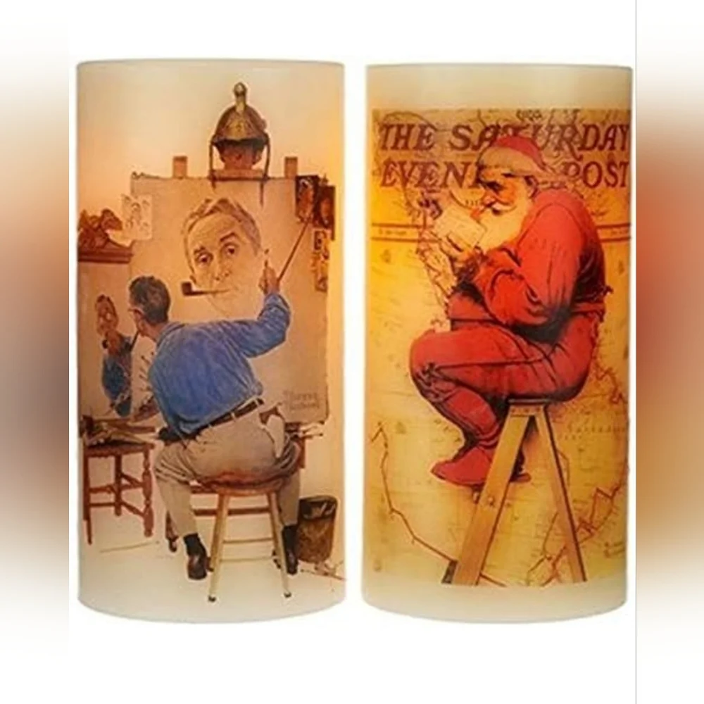Norman Rockwell Flameless Candles 3 x 6 - Set
